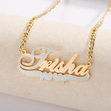 Load image into Gallery viewer, 18K Two Tone Double Layered Heart Pendant Personalized Necklace