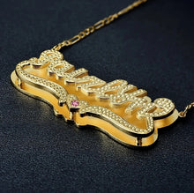 Load image into Gallery viewer, Double Gold Plated Heart Name Necklace With Birthstone