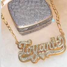 Load image into Gallery viewer, Double Plated Personalized Heart Bar Name Necklace