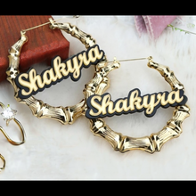 Load image into Gallery viewer, Bamboo Gold Plated Custom Acrylic Name Earrings