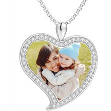 Load image into Gallery viewer, Cubic Zirconia Heart Photo Necklace
