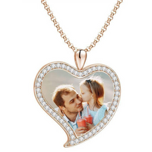 Load image into Gallery viewer, Cubic Zirconia Heart Photo Necklace
