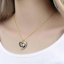 Load image into Gallery viewer, Cubic Zirconia Heart Photo Necklace
