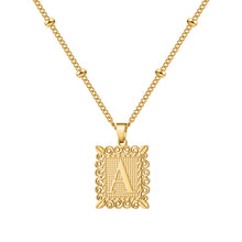 Load image into Gallery viewer, Initial Square A-Z 18k Gold Pendant Necklace
