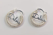 Load image into Gallery viewer, CZ 22mm Personalized Hoop Earrings
