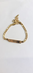 14k Gold Plated Baby/Toddler Engraved Bracelet - Customizable Personalized Jewelry Gift for Kids