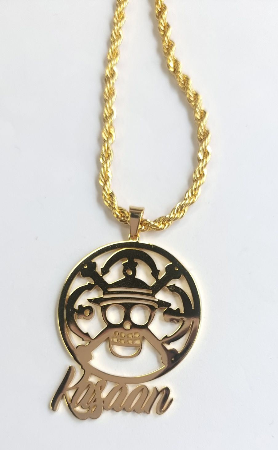 One Piece 14k Gold-Plated Stainless Steel Personalized Necklace - Customizable Pirate Jewelry