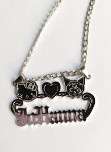 Personalized Characters "Hello Kitty, Minnie Mouse, Tweety Bird, Any Character"  Heart Pendant Necklace