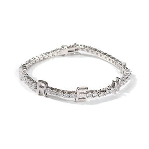 Cubic Zirconia Tennis Personalized 18k Gold Plated Bracelet