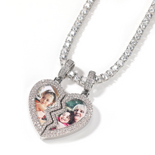 Load image into Gallery viewer, AAA CZ Broken Heart Personalized Photo Pendant Necklace
