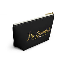Load image into Gallery viewer, Her Essentials Cosmetic Pouch — Black T‑Bottom Accessory Bag
