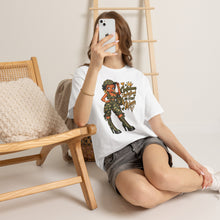 Load image into Gallery viewer, Camo Girl Graphic Tee – "Confidence Looks Good On Every Woman" Military Pinup T-Shirt
