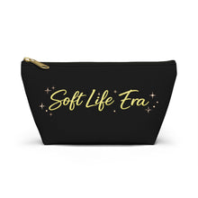 Load image into Gallery viewer, Accessory Pouch — "Soft Life Era" Cosmetic Bag with Sparkle Script
