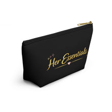 Load image into Gallery viewer, Her Essentials Cosmetic Pouch — Black T‑Bottom Accessory Bag
