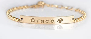 14k Gold Plated Baby/Toddler Engraved Bracelet - Customizable Personalized Jewelry Gift for Kids