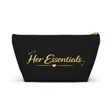 Load image into Gallery viewer, Her Essentials Cosmetic Pouch — Black T‑Bottom Accessory Bag
