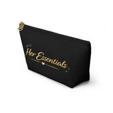 Load image into Gallery viewer, Her Essentials Cosmetic Pouch — Black T‑Bottom Accessory Bag
