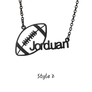 18k Gold Plated Football Personalized Pendant Necklace