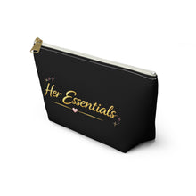 Load image into Gallery viewer, Her Essentials Cosmetic Pouch — Black T‑Bottom Accessory Bag
