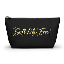 Load image into Gallery viewer, Accessory Pouch — "Soft Life Era" Cosmetic Bag with Sparkle Script
