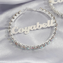 Load image into Gallery viewer, Colorful Zircon Personalized Hoop Name Earrings
