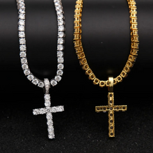 Load image into Gallery viewer, CZ Micro Paved Unisex Cross Pendant Necklace
