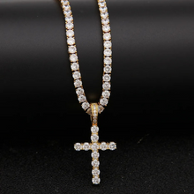 Load image into Gallery viewer, CZ Micro Paved Unisex Cross Pendant Necklace
