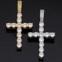 Load image into Gallery viewer, CZ Micro Paved Unisex Cross Pendant Necklace
