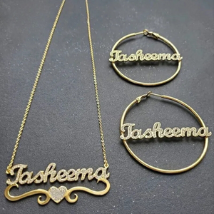 Personalized Necklace and Earrings Set