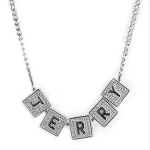 Custom Charm Personalized CZ Block Chain Pendant Necklace