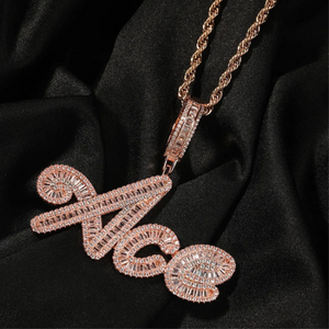 HMU Ladies Miami Style AAA CZ Brush Stroke Custom Name/Number Necklace Large Letters