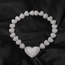 Load image into Gallery viewer, HMU Ladies Exquisite Design CZ Micro Paved Heavy Heart Necklace
