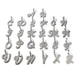 HMU Ladies Infiniti CZ A-Z Cursive Large Initial Letter Pendant Necklace