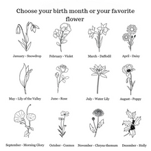 Load image into Gallery viewer, Flower Birth Month Earrings With Personalized Nameplate
