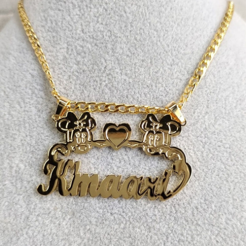 Personalized Minnie Mouse Heart Pendant Necklace