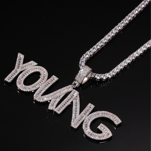 HMU Ladies CZ Personalized Hip Hop Tennis Necklace