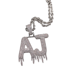 Load image into Gallery viewer, CZ Drip Letter Personalized Pendant Necklace
