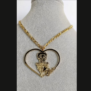 Personalized Custom Made Heart Pendant Betty Boop Necklace