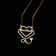 Load image into Gallery viewer, 18k Gold Plated Personalized Heart Stethoscope Pendant Necklace
