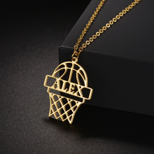 Load image into Gallery viewer, 18k Gold Plated Basketball &amp; Net Personalized Pendant Necklace
