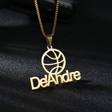 Load image into Gallery viewer, 18k Gold Plated Basketball Personalized Pendant Necklace
