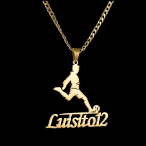 18k Gold Plated Soccer Player Personalized Pendant Necklace