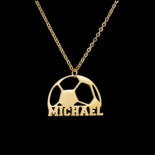 Load image into Gallery viewer, 18k Gold Plated Soccer Ball Personalized Pendant Necklace
