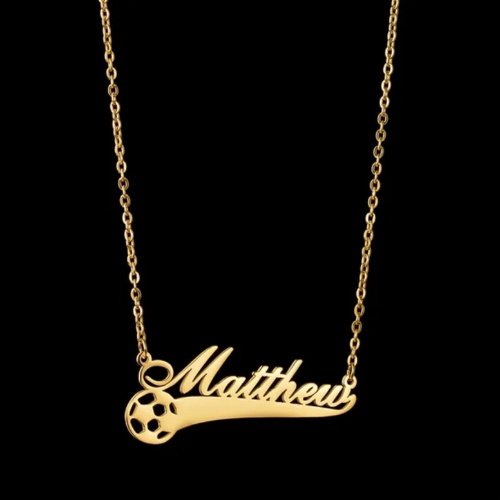 18k Gold Plated Soccer Ball Personalized Pendant Necklace