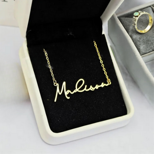 18k Real Gold Plated Personalized Script Pendant Necklace