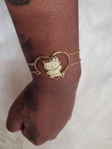Hello Kitty Double Layered Personalized Heart Pendant Bracelet