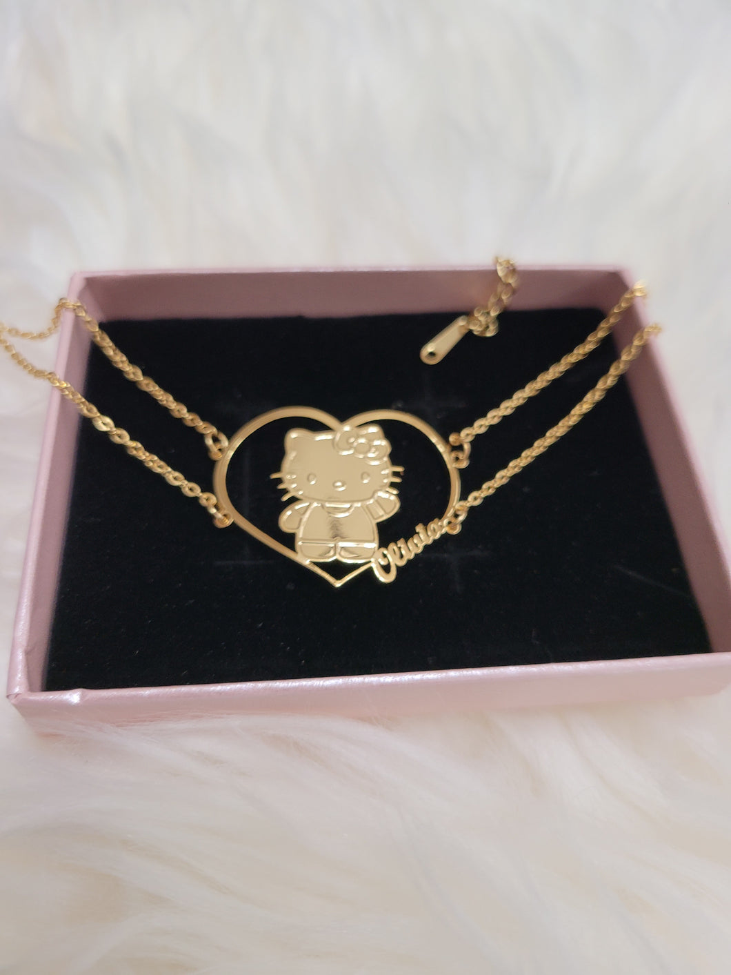 Hello Kitty Double Layered Personalized Heart Pendant Bracelet
