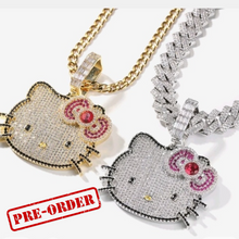 Load image into Gallery viewer, Custom Handmade Hello Kitty Micro Paved Cubic Zirconia Necklace
