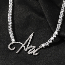 Load image into Gallery viewer, Luxury Style Cursive Letters CZ Personalized Tennis Necklace
