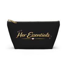 Load image into Gallery viewer, Her Essentials Cosmetic Pouch — Black T‑Bottom Accessory Bag

